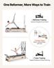 VEVOR Pilates Reformer with Tower 2.4 m Pilates Machine 181 kg Rubberwood, for Home Use and Gym Workout, with Jump Board, Springs, Sitting Box