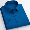 Herre Forretnings Kortærmede Skjorter Elegante Ensfarvede Stretch Strygefri Kontor Formel Skjorte Afslappet Standard Mandlig Arbejdstøj Skjorte