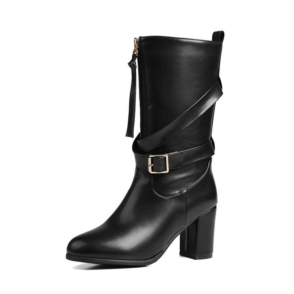 Bottes mi-mollet jaunes et marron pour femmes, talons hauts, petites et grandes tailles 33 52