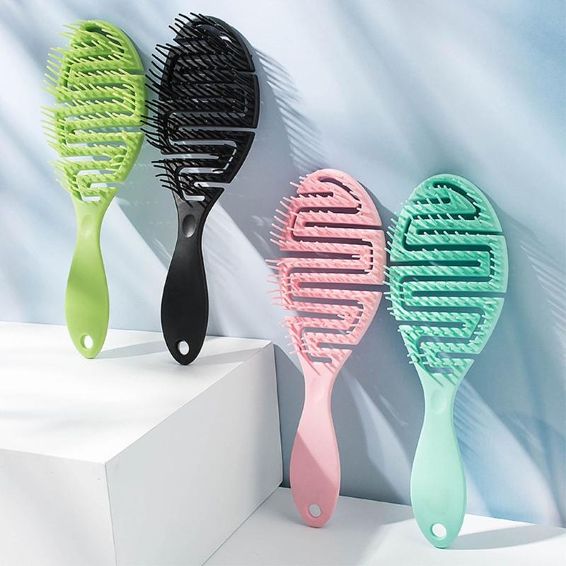Wet Brush Curved Massage Comb with Flexible Bristles for Wet Hair - Available In Green, Pink, Blue,Purple and Black