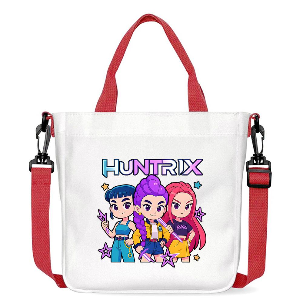 Kids Girls Kpop Hunters Derpy Rumi Zoey Mira Printed Student Lightweight Crossbody Bag Casual Canvas Shoulder Bags