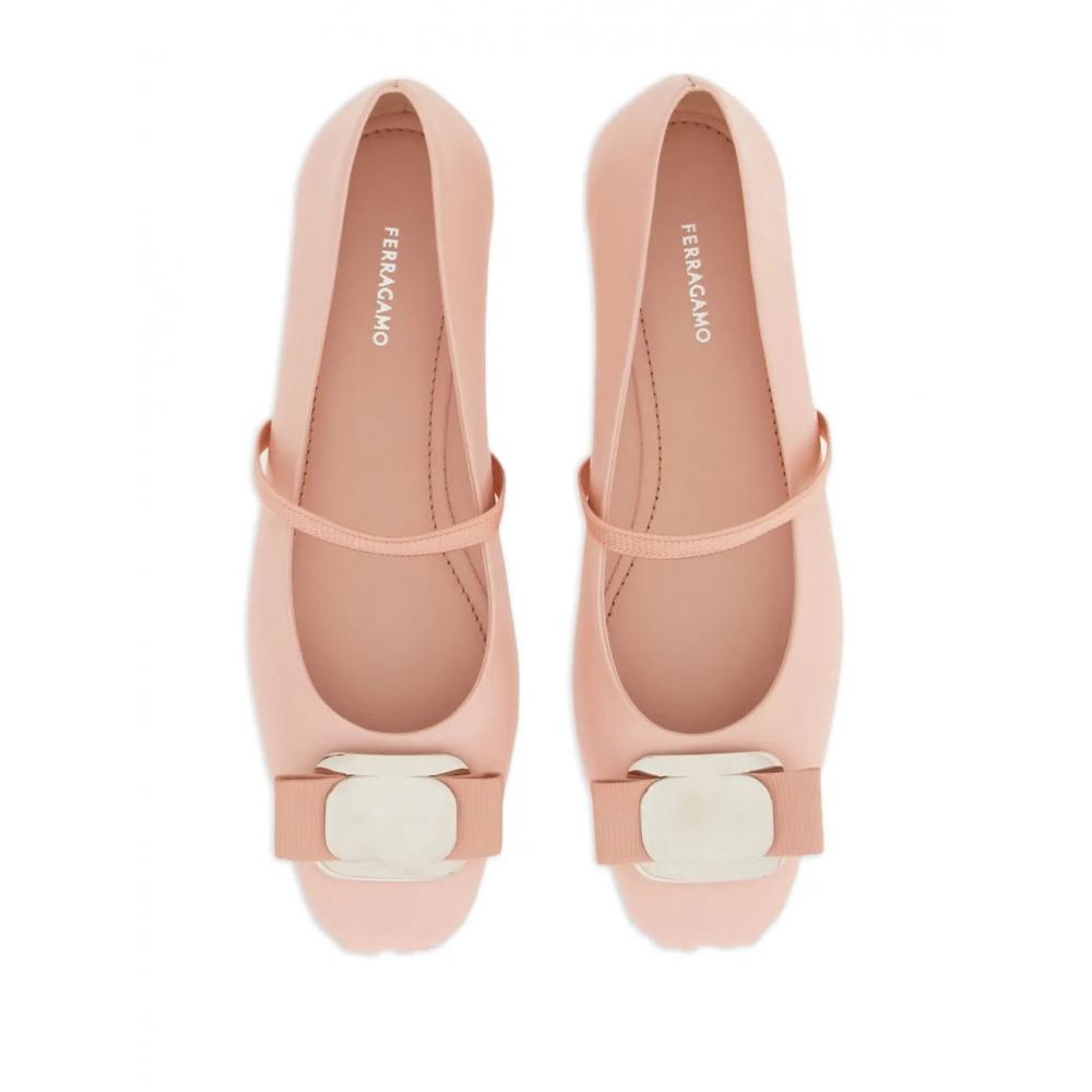 Salvatore Ferragamo Ferragamo New Vara Flat Ballerina Shoes Pink