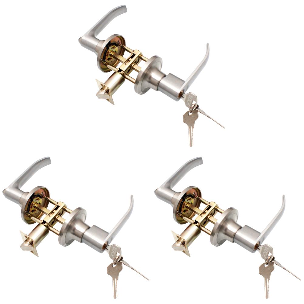 3-1PC Door Lever Lock with 3 Keys Entrance Door Handles Interior Lever Lock Door Knob Replacement for Bedroom Front Door Lock