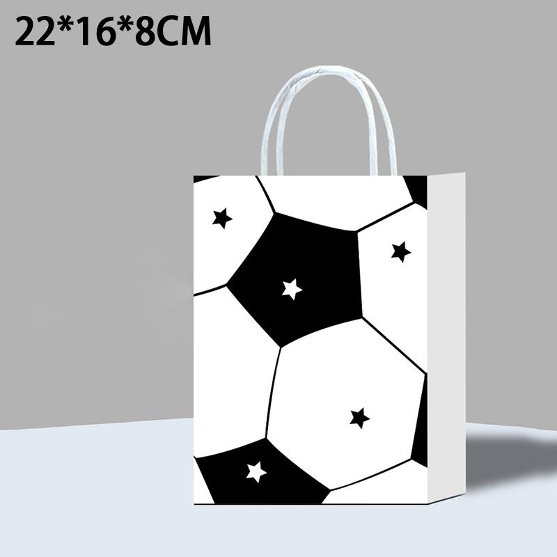 Football-Themed Tote Bag Party Football Pattern Gift Bag Sporty Shopping And Beverage Paper Bag