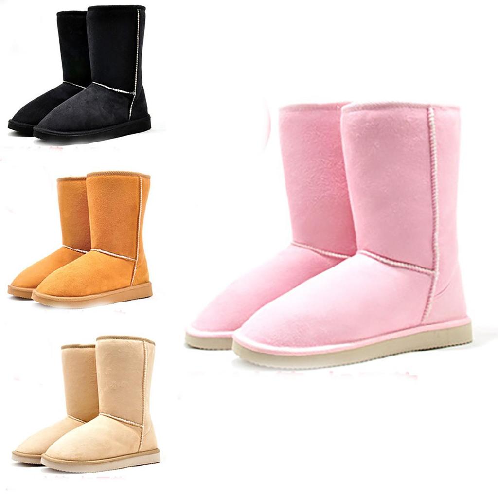 Luxuriöse Damen Winter Warme Wildleder Knöchel Schneestiefel Mit Gemütlichem Pelz Verdicktem Futter