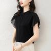 Summer Loose Short Sleeved Ruffle Sleeve Top, Thin and Niche Chiffon Shirt for Women