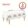 3PCS 54x108in Waterproof Plastic Tablecloth - Happy Birthday Decorations Set | Polka Dot Design Birthday Party Supplies with "Happy Birthday" Print