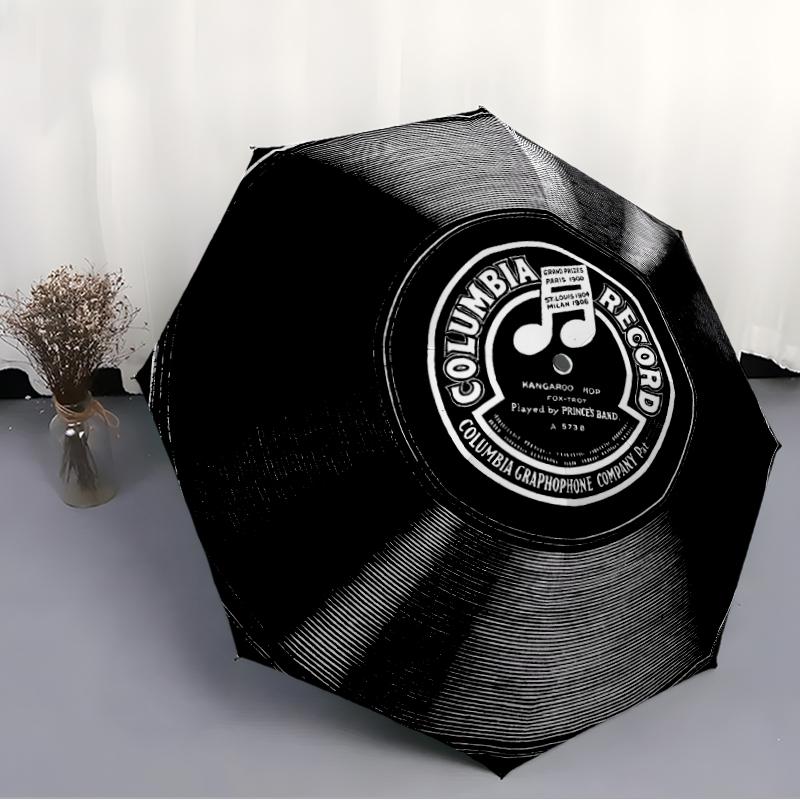 1 PC Automatic Folding Umbrella - Rock Music Pattern, Portable & Foldable Design with 8 Ribs, Christmas Birthday Gifts