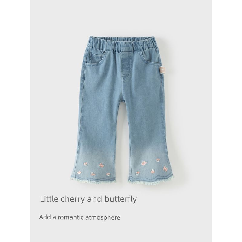 David Bella Children's Pants 2026 New Model Girls' Jeans Baby Girl Cropped Pants Class a Spring Outfit Flared Pants