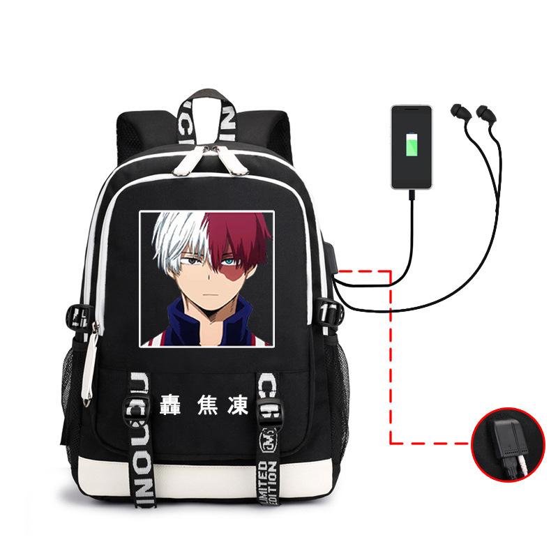 Riman My Hero Academy, surrounding backpack, large-capacity computer bag with USB port, student schoolbag