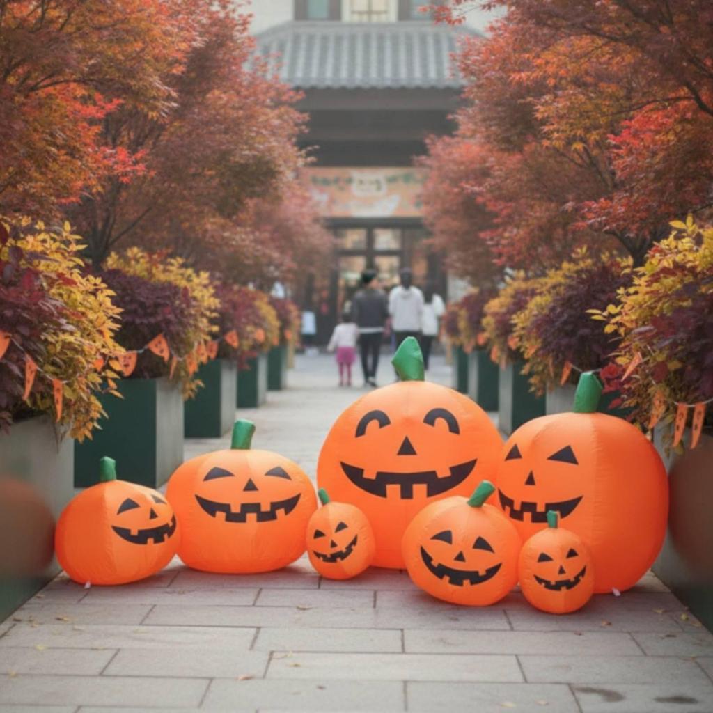 Halloween Inflatable Pumpkin Outdoor with Stakes and Tethers Built In LED Lights