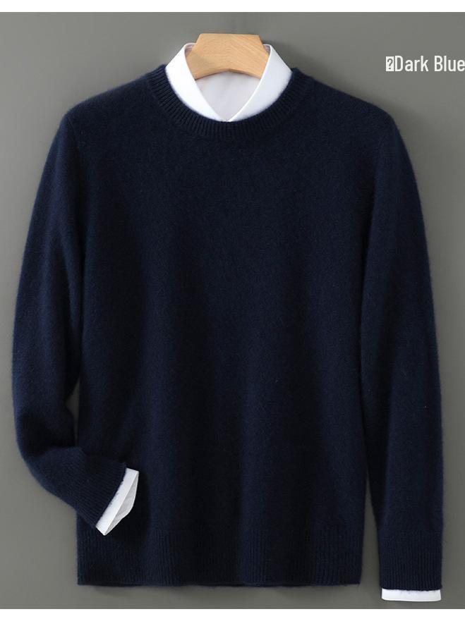 Men's 100% Pure Wool Half-High Collar Thick Cashmere Sweater - Autumn/Winter Loose Knit Pullover.