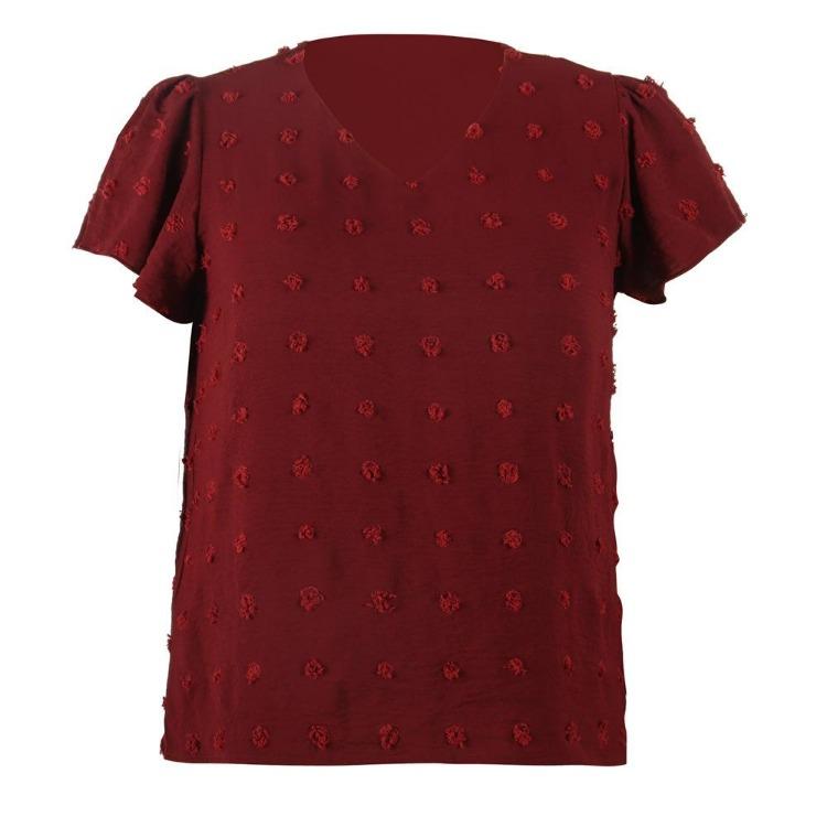 Plus Size Summer Casual V Neck Short Sleeve Tshirt Top Women