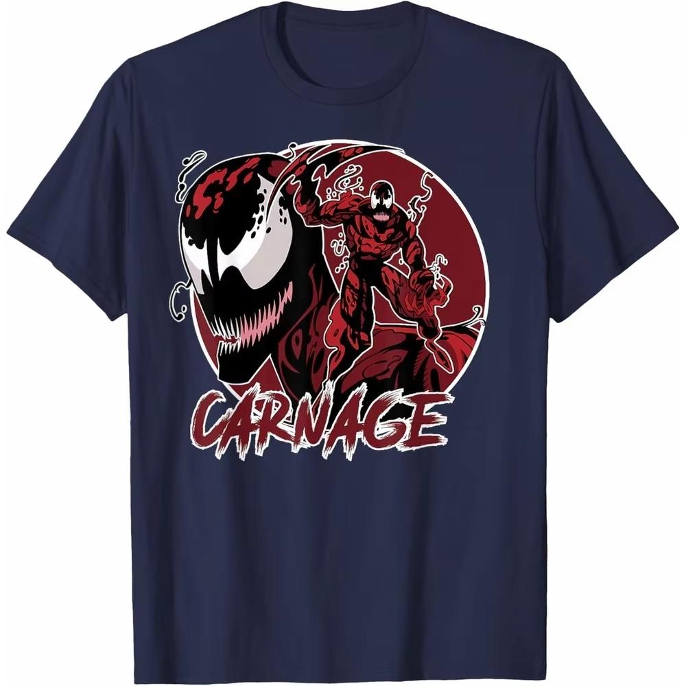 Authentic 2026 Summer Collection New Venom Massacre Pattern LargeSized Unisexs Loose Casual TShirt