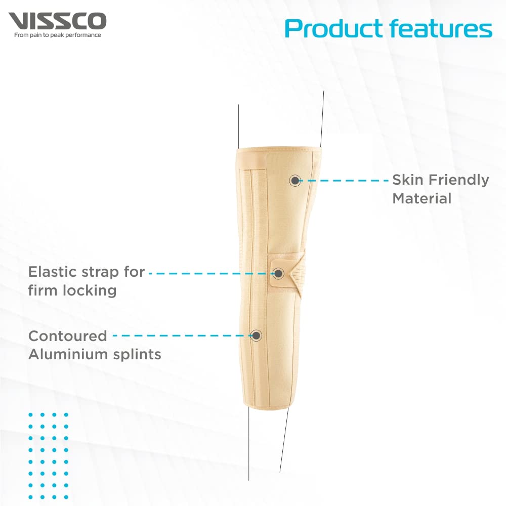 Vissco Knee Brace - Long 19" (Firm Support), Knee Support for Osteoarthritis of Knee Joint Pain, Relief Knee Stabilizer, Joint Injury, Knee Immob