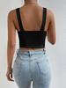 Strick Tanktop mit quadratischem Ausschnitt Crop Tops Damen Sommer Camisole Einfarbig Camisole Mode Sporttube Ärmellos Kurz Y2K Mädchen Kleidung