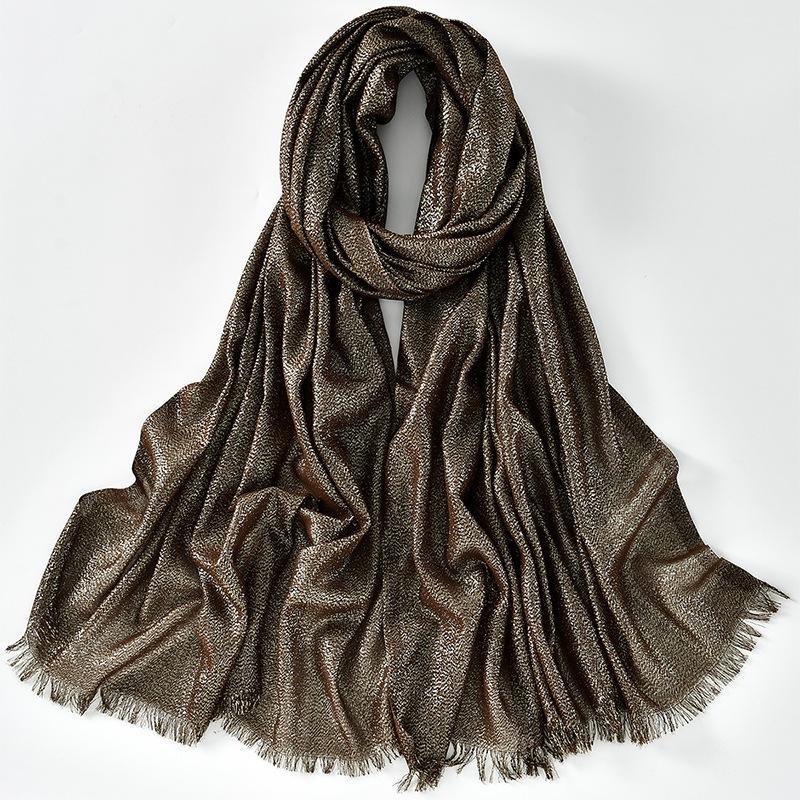 200*80Cm Plain Lurex Glitter Shimmer Fringe Viscose Scarf Shawl Lady High Quality Wrap Pashmina Stole Bufandas Muslim Hijab Cap