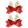 1/2/4PCS Girls Sequins Bowknot Hairpin Christmas Party Child Antler Hair Clip Kids Bling Hairpin Hairs Accessories Birthday Gift