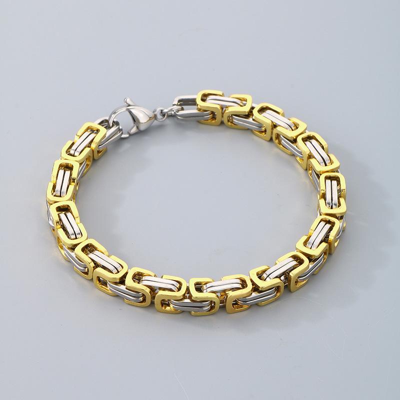 Factory  Men's Stainless Steel Byzantine Chain Bracelet King Chain Bracelet Hip Hop Chunky Chain Bracelet