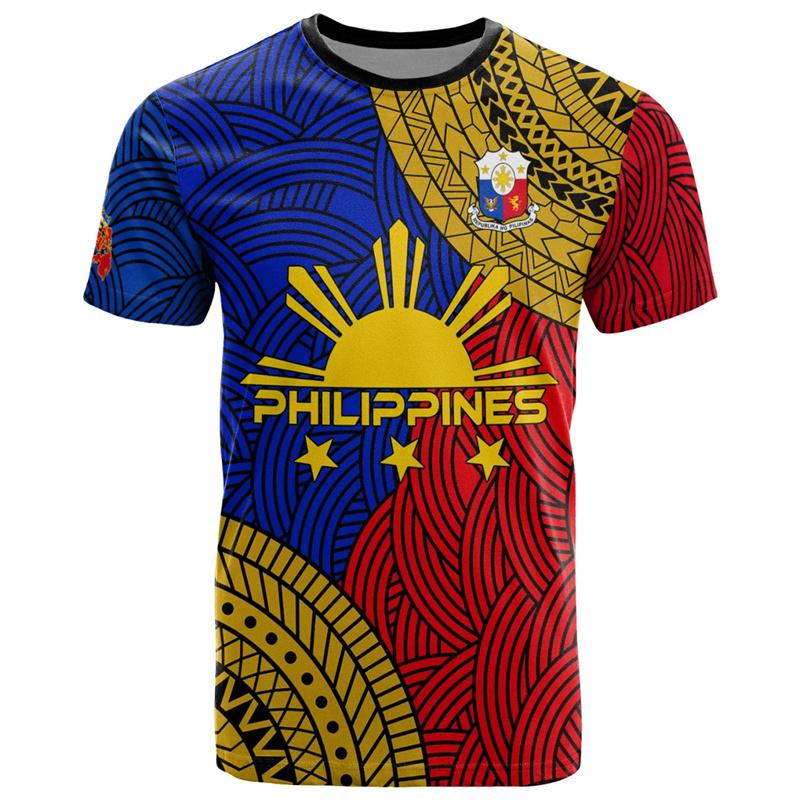 Fashion Philippines 3D Printed T Shirt For Men Summer Short Sleeves Hawaiian Crew Neck Tees Women Casual Polynesian T-shirt