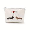 Cute Cartoon Sausage Makeup Bag Women's Toiletries Bag, Student Pencil Case, Portable Zippered Cosmetic Bag Holiday Gifts