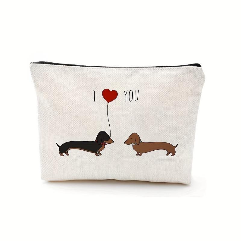 Cute Cartoon Sausage Makeup Bag Women's Toiletries Bag, Student Pencil Case, Portable Zippered Cosmetic Bag Holiday Gifts