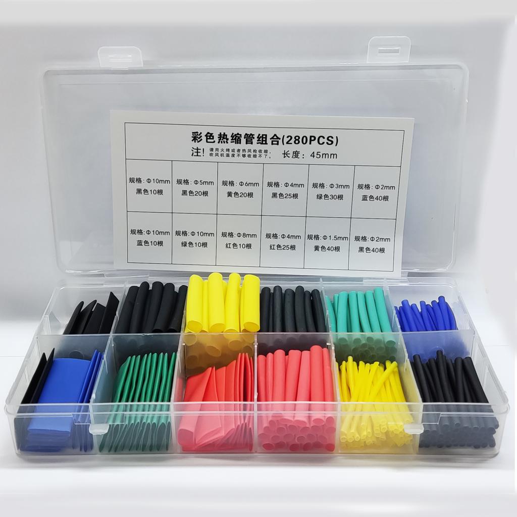 280/560/580pcs Heat Shrink Tube Sleeve Cable Wire Wrap Tube Assortment Kit Set Heat Shrink Tubing Insulation Sleeve