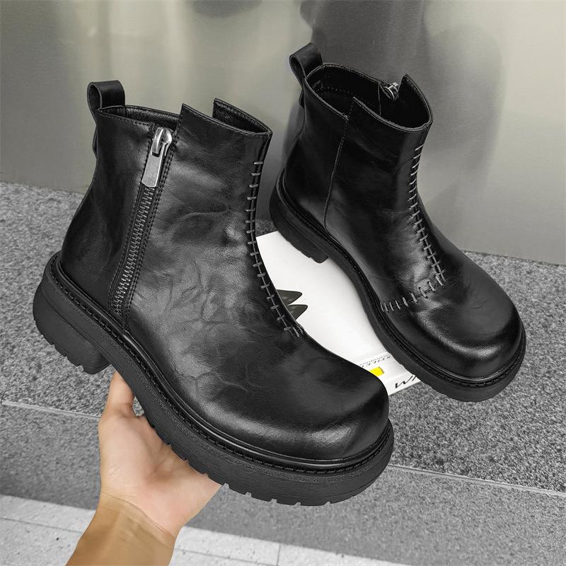 

Мужские и женские трубы увеличиваются в высоту внутри платформы высокие челси в британском стиле повседневные короткие ботинки 46