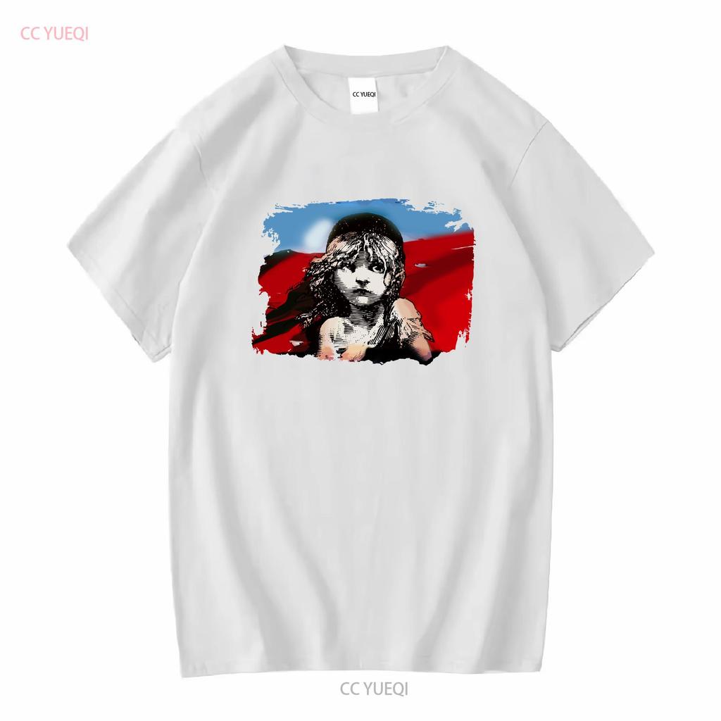 Les Miserables T-Shirt Herren Mittelblau Buch Musical Film Lang- oder Kurzarm Vintage Gewaschen Herren Weich Streetwear Grafik