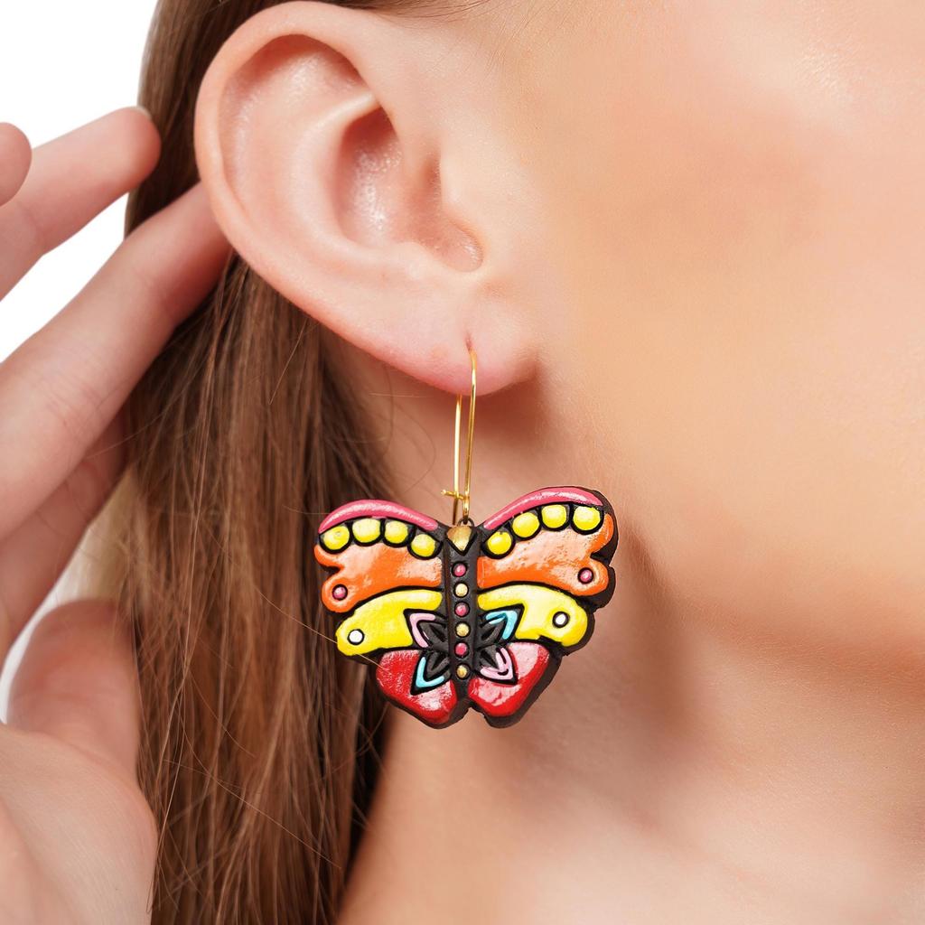 Handmade Clay Butterfly Necklace Earring Set