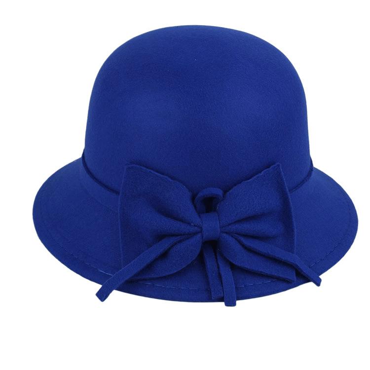 Autumn and winter new women's woolen top hat Hepburn style small brim basin hat pearl decoration French retro fashion shows small face