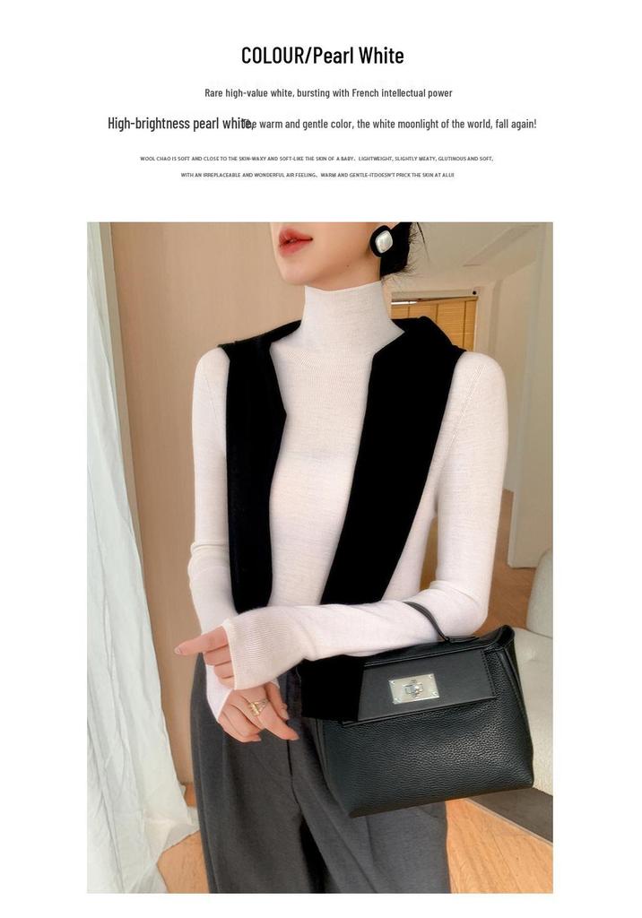 60-Count Yangzi High Neck Wool Sweater for Women - Fine Spun, Seamless, Thin Fit, Perfect for Spring & Autumn