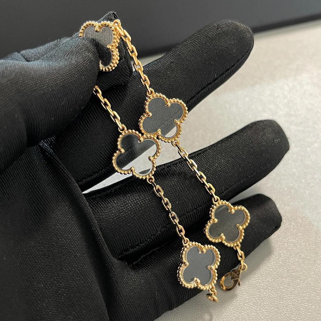 Gold Four-Leaf Clover & Five-Flower Pendant Necklace, 18K Plated, Elegant Gift for Her