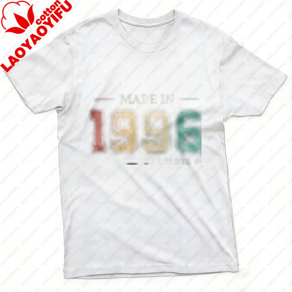 1996 Vintage Year Print Unisex TShirt Cotton Retro 1996 Print T Shirt Short Sleeve Fashion Top Gift for Birthday Anniversary