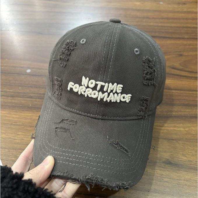 

Ripped Baseball Cap Letter Embroidery Washed Cotton Cap Small Face Wide Brim Soft Top Sunshade Sunscreen Cap Trendy Vintage Distressed Baseball Cap unisex [55-60cm head circumference] сірий колір