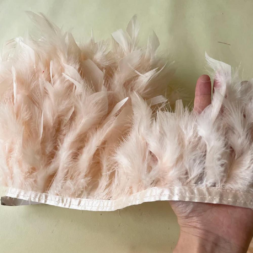 Multicolor Natural Turkey Feather Trims Marabou Feather Ribbon Wedding Dress Skirt Decoration Sewing Crafts 10-15 CM
