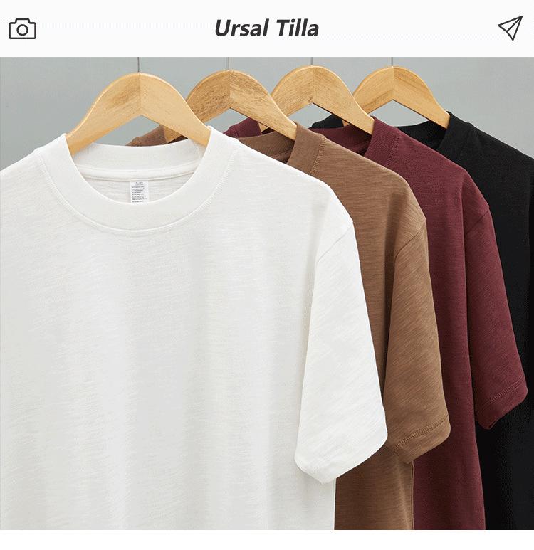 American Retro Bamboo Cotton Short-Sleeve T-Shirt - Breathable, Solid Color, Loose Fit