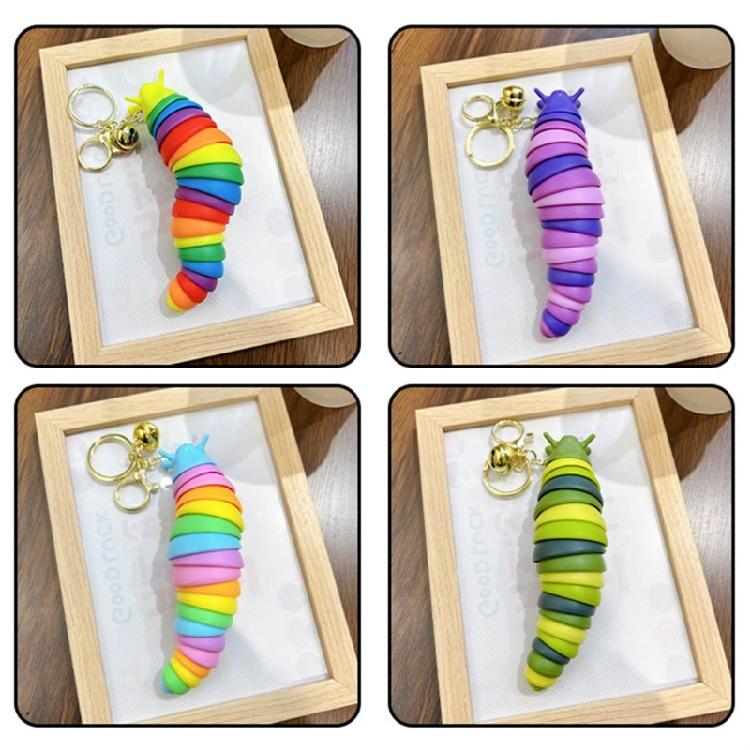 Colorful Caterpillars Plastic Keychain Creative and Cartoon Animal Bag Pendant