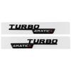 2pcs ABS Car TURBO BITURBO 4MATIC Plus Letters Emblem Fender Trim Badge Sticker For Mercedes Benz A45 ClA45 AMG GLE53 Styling TP9