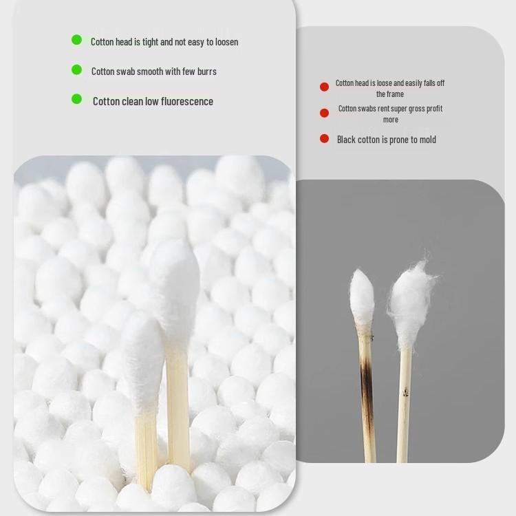 Baumwollstäbchen aus Bambus: Großer Kopf, Beidseitig für Medizinischen Gebrauch und Baby-Ohrenreinigung