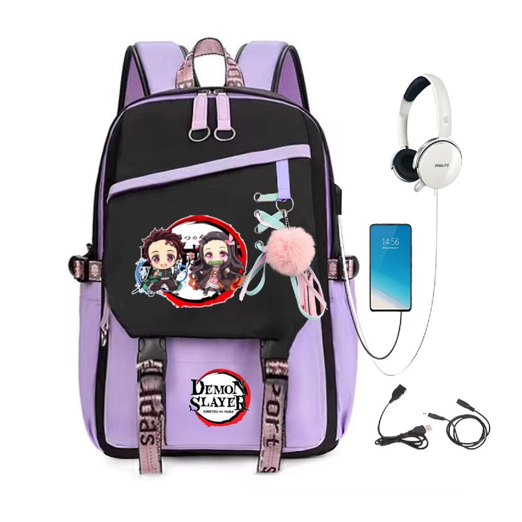 Guimai Peripheral Ridge Backpack with USB Multifunctional Student School Bag