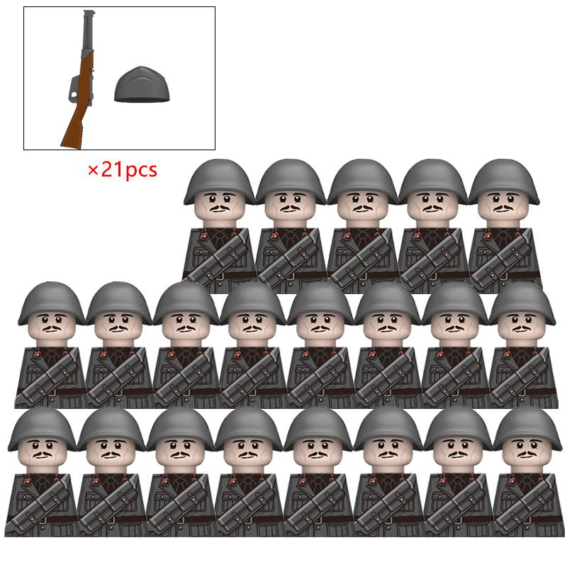 MOC Military Italian Soldier War Action Figures Army Figures Building Blocks Helmet Weapons Accessories Kids for Toys Gifts