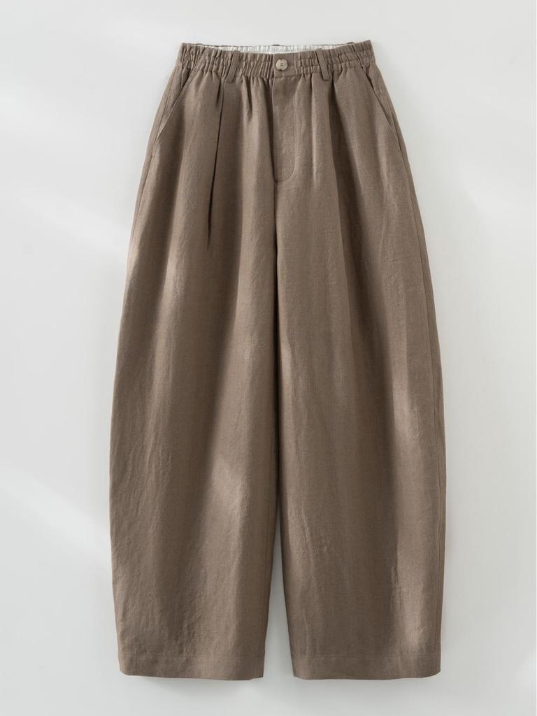 Women's Linen Wide-Leg High-End Curve Pants, Breathable Elastic Waist, Spring/Summer Style
