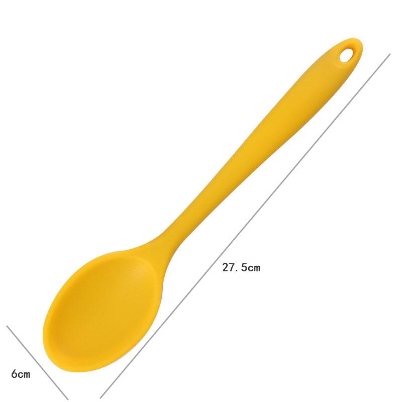 JCD 1pc Soft Silicone Food Grade Long Handled Heat-Resistant Soup Spoon For Stirring Eating Cooking Tableware Accessories