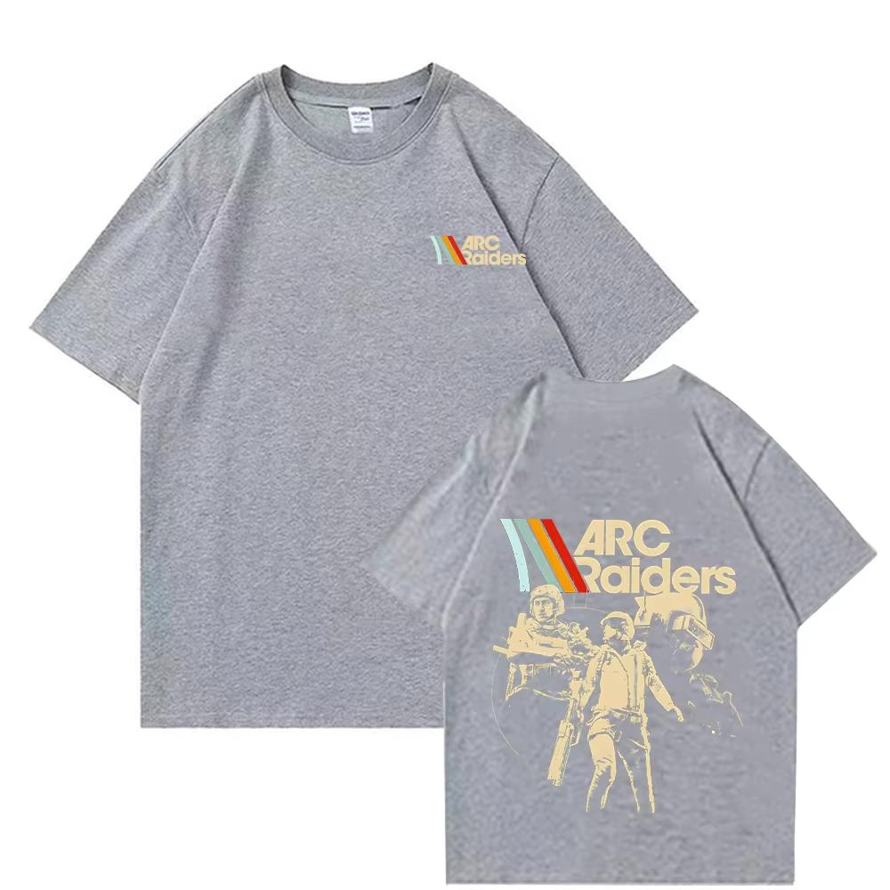 2026 ARC Raiders Striped T Shirts ARC Hot Game Survival Evolved Tees Gifts for Gamer Cotton Tshirts Unisex Vintage Game Lovers