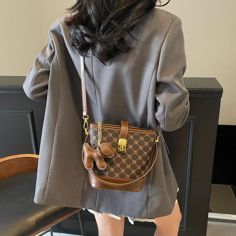 Premium Handbag Printed Temperament Bucket Bag Foreign Style Versatile Shoulder Messenger Bag