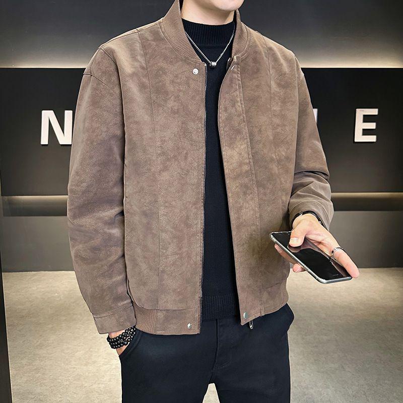 Herren Plus Size Retro Baseballkragen Lederjacke - Herbst Freizeitkleidung