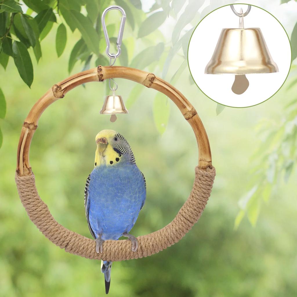 Rotating Bird Perches Toy, Wooden Parrot Swing Playing Gym Exercise Stand Cage Grinding Climbing Standing Perch for Cockatiels