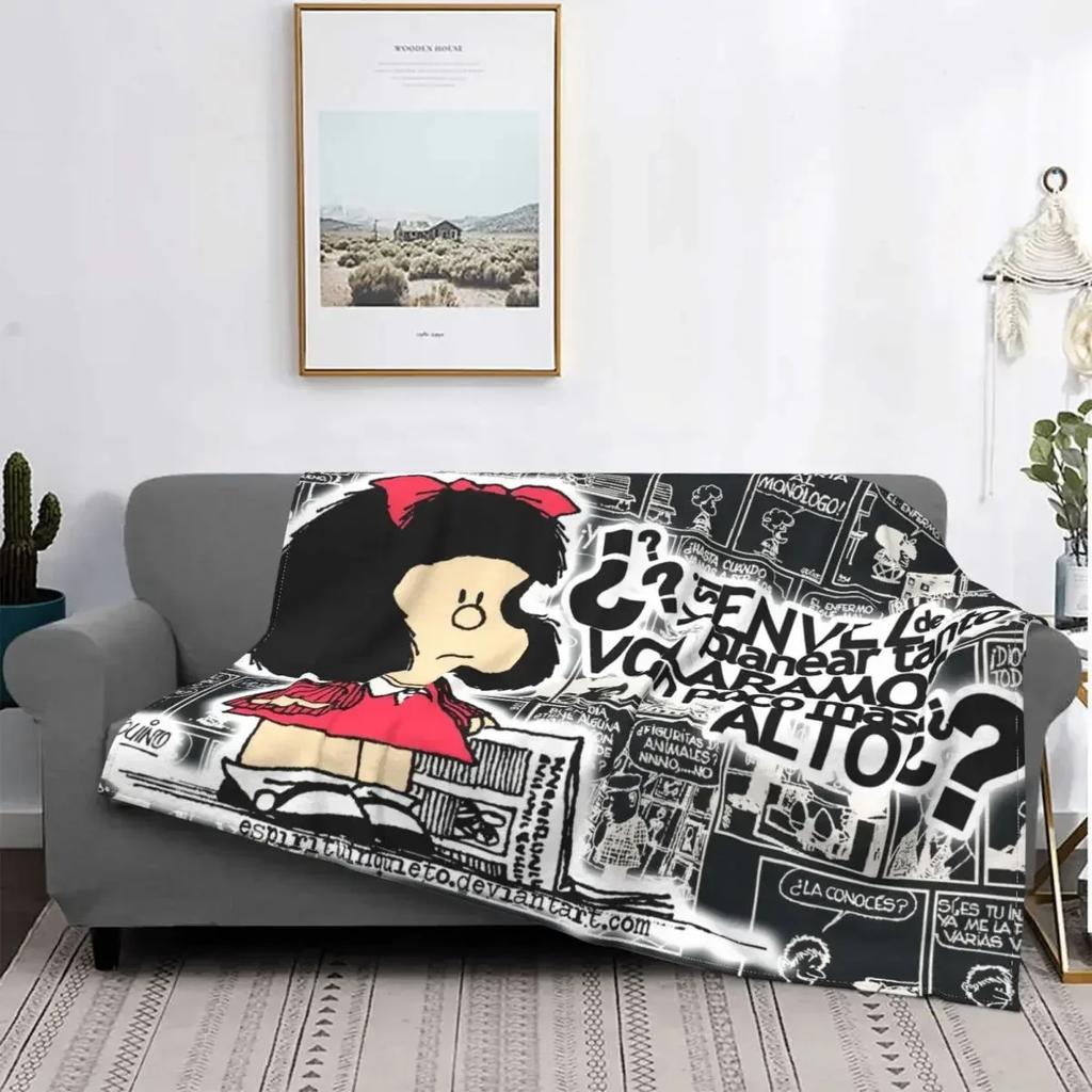 Coperta Mafalda Stampata 3D Morbido Pile di Flanella Calda Cartoni Animati Coperte Plaid per Casa Camera da Letto Divano Copriletti