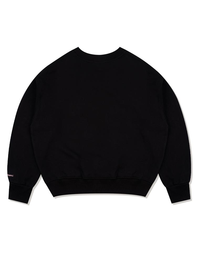 LA MAISON STUDIO Women'S Crop Circle Logo Embossed Le Lis Heavy Terry Sweatshirt Blackpink (Fcd3Ts701W)
